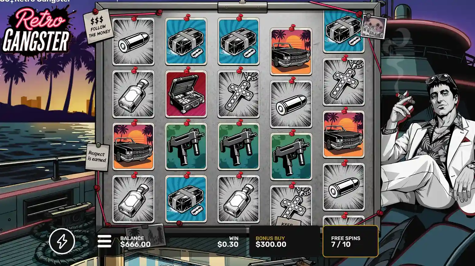 Retro Gangster Paylines and Reel Layout
